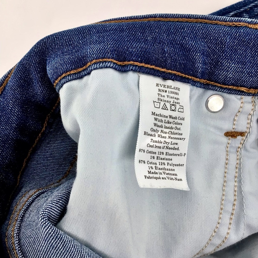 Everlane The Vintage Skinny Jean Button Front Raw Hem Size 28 Ankle - Picture 10 of 15